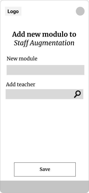 Wireframe: Add teacher to module