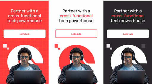 Jalasoft website hero, mobile color variants