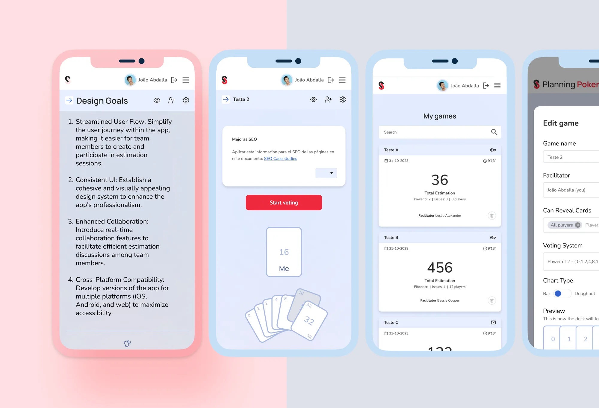 Redesigned screens: design goals, voting, the My games list and the game settings
