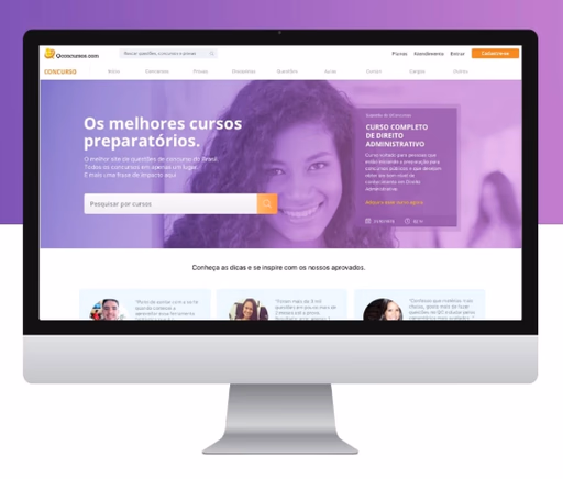 The legacy course page — 'Os melhores cursos preparatórios' — before the redesign