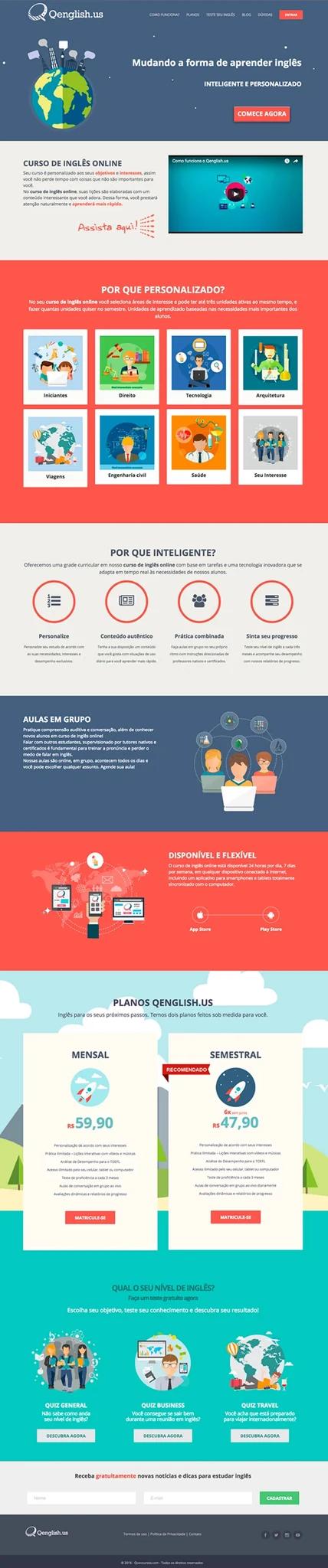 Qenglish.us — English learning product landing page