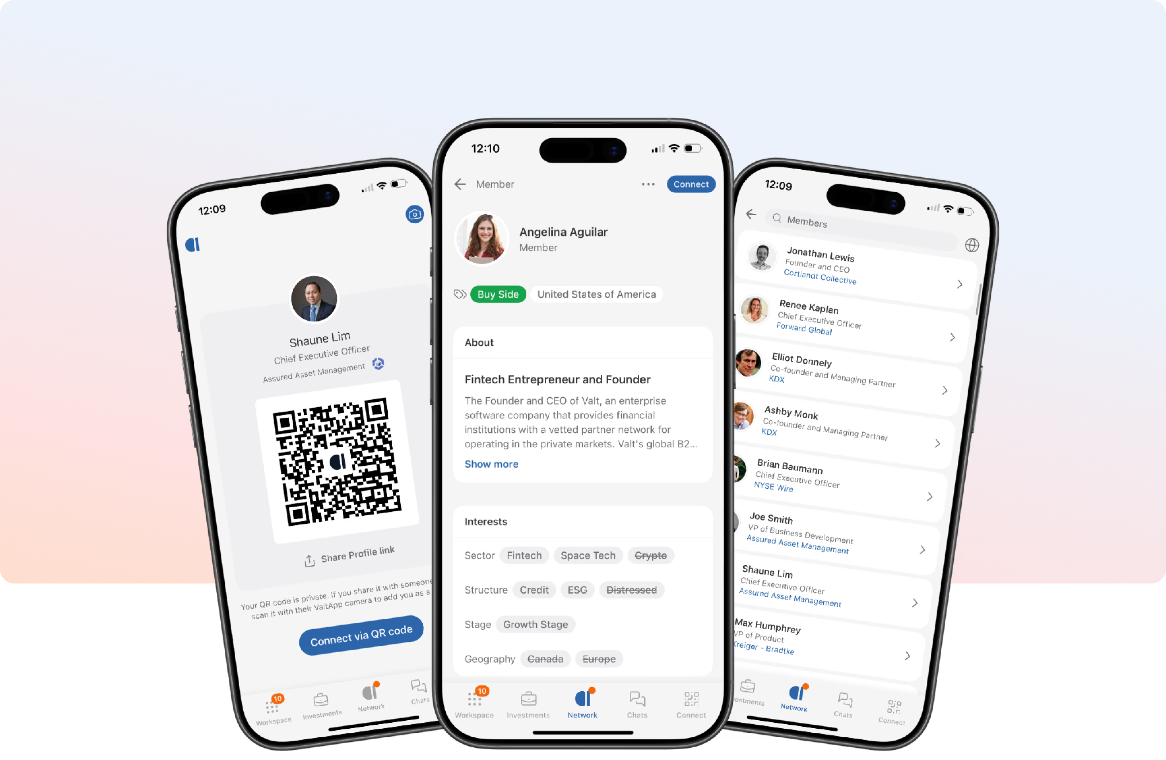 Valt Network mobile app — directory, verified profile, and connections